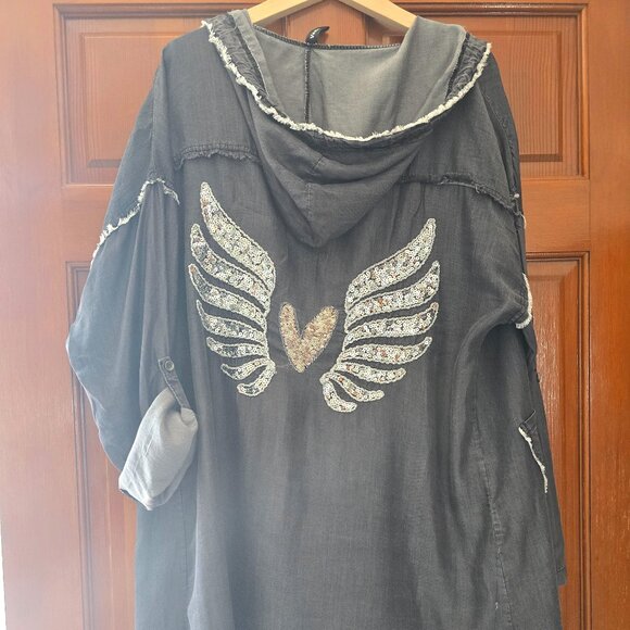 Raw Edge Gray Women's Kimono - Picture 1 of 9